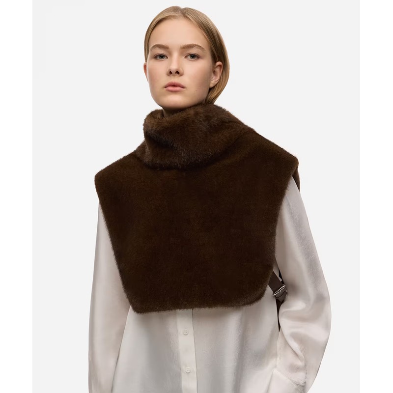 İpekyol Çift Kemerli Suni Kürk Kadın Panço (IW6250079003) Kahve