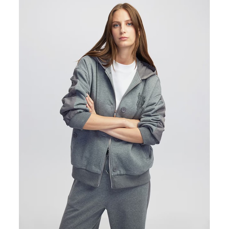 İpekyol Düğme Aksesuarlı Kadın Sweatshirt (IW6250091036) Gri Melanj