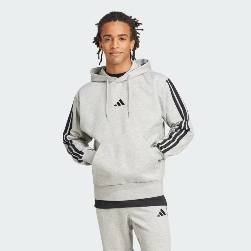 Adidas Essentials 3 Şeritli Erkek Polar Sweatshirt JE6302 (JE6302) Gri