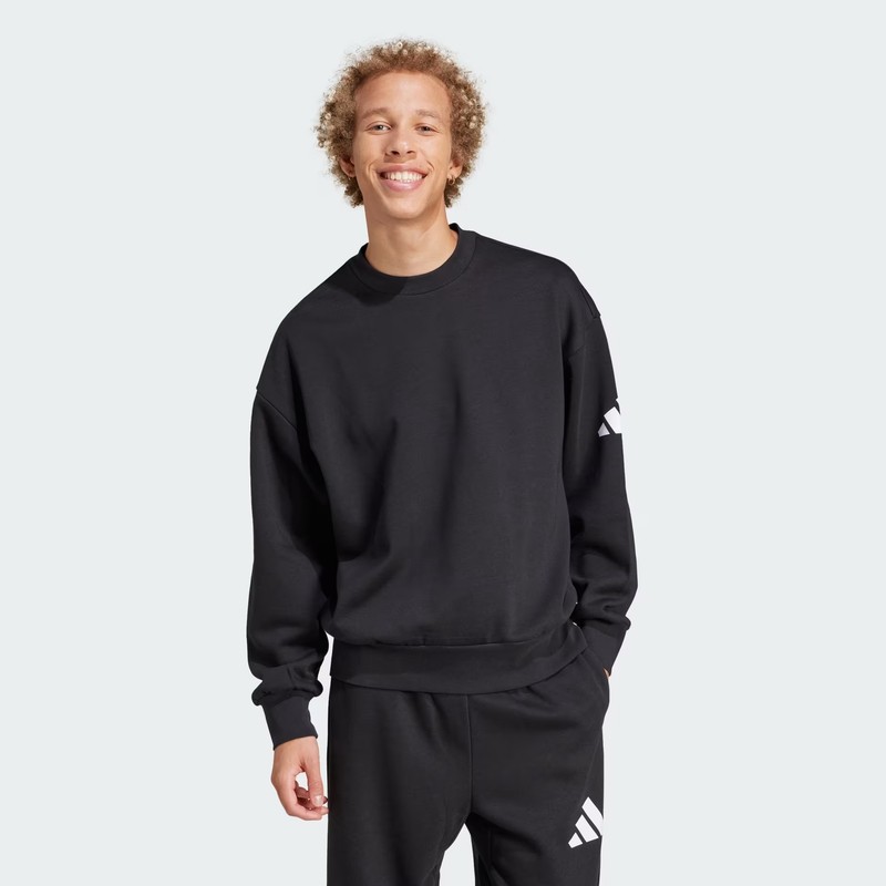 Adidas Essentials Loose Fit 3 Bar Logo Erkek Sweatshirt JF3542 (JF3542) Siyah