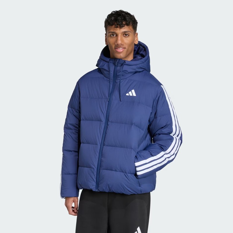 Adidas Essentials Climawarm 3-Stripes Puffer Erkek Mont JX7799 (JX7799) Mavi