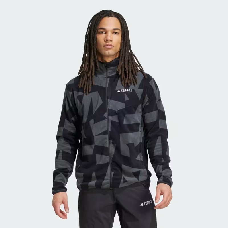 Adidas Terrex Multi Printed Erkek Polar Ceket JY4814 (JY4814) Siyah