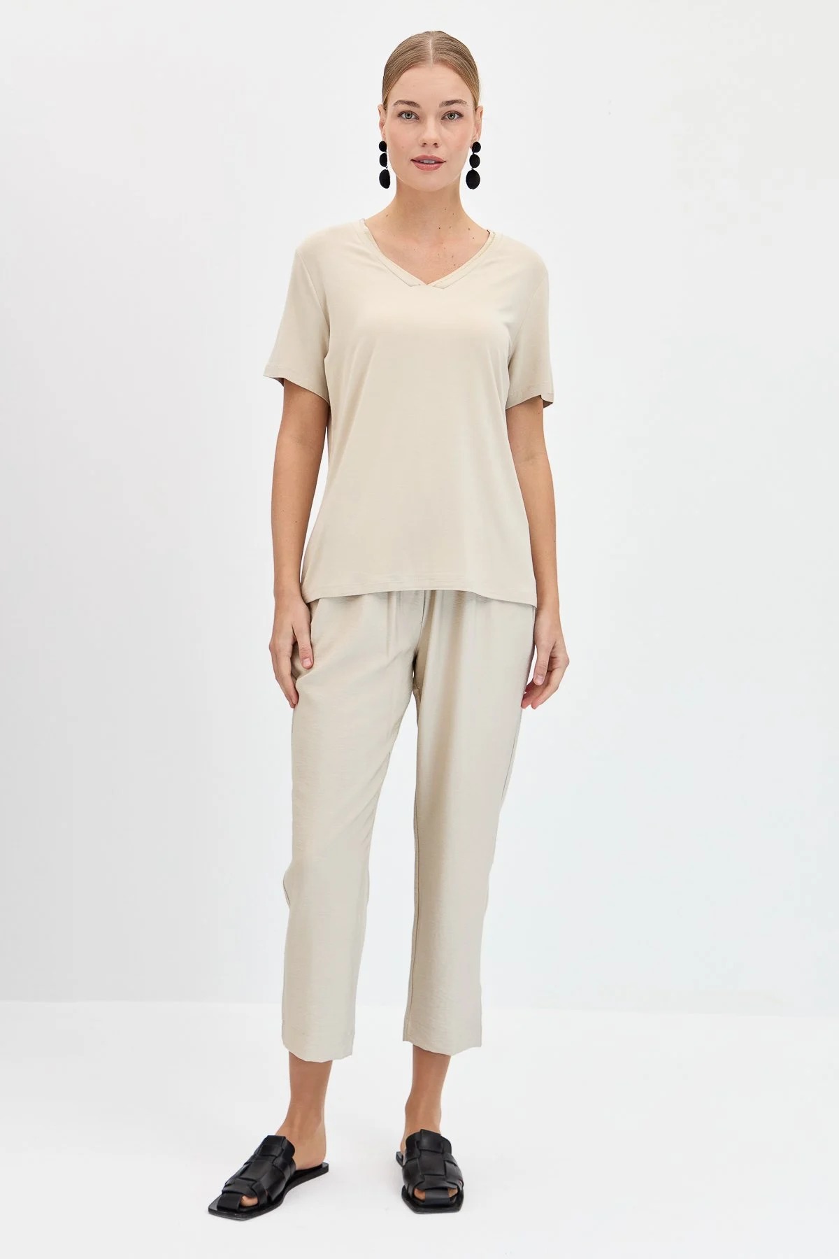 Desen Triko Kadın T-shirt (KMY24039) Desen Triko Kadın T-shirt (KMY24039)