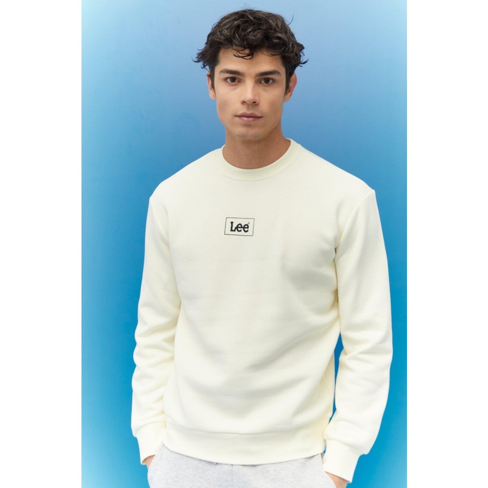 Lee Bisiklet Yaka Erkek Sweatshirt (L212299102) Beyaz