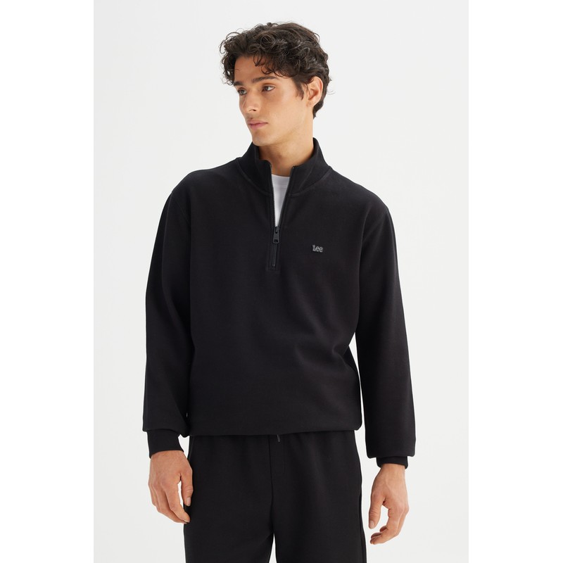 Lee Yarım Fermuarlı Dik Yaka Erkek Sweatshirt L2520312001 (L2520312001) Siyah