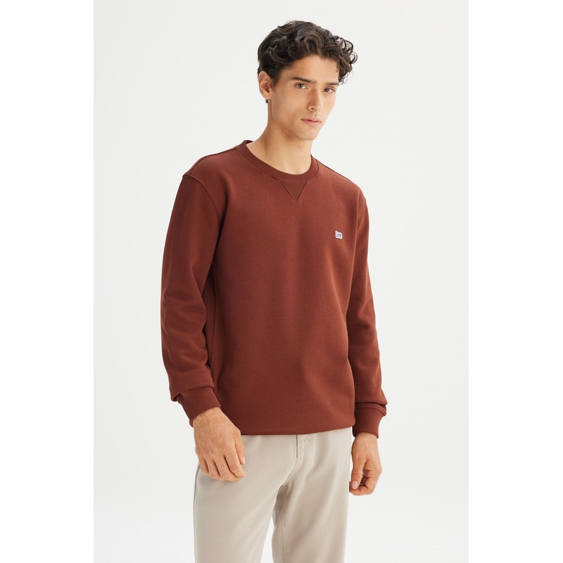 Lee %100 Pamuk Regular Fit Erkek Sweatshirt L81IRY906 (L81IRY906) Kiremit