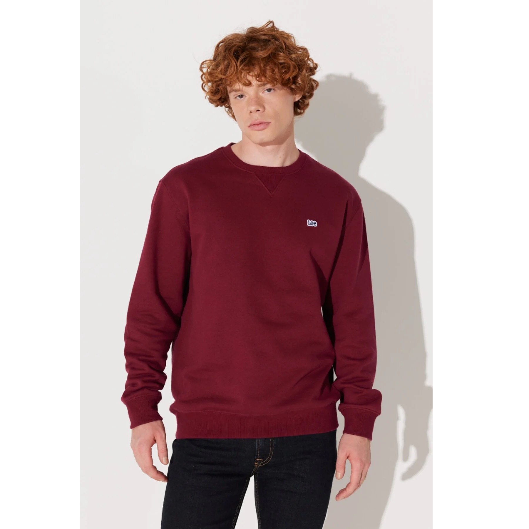 Lee Erkek Bisiklet Yaka Sweatshirt (L81IRYA84) Bordo
