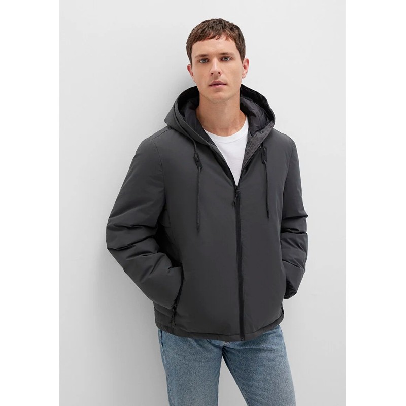 Mavi Kapüşonlu Erkek Şişme Mont (M0110352-86803) Antrasit