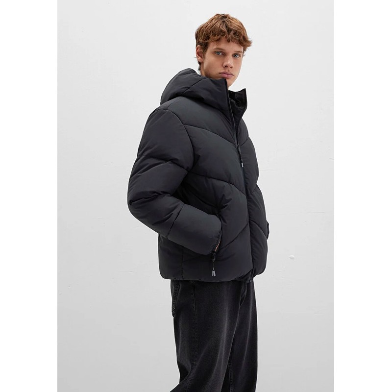 Mavi Kapüşonlu Erkek Şişme Mont (M0110360-900) Siyah