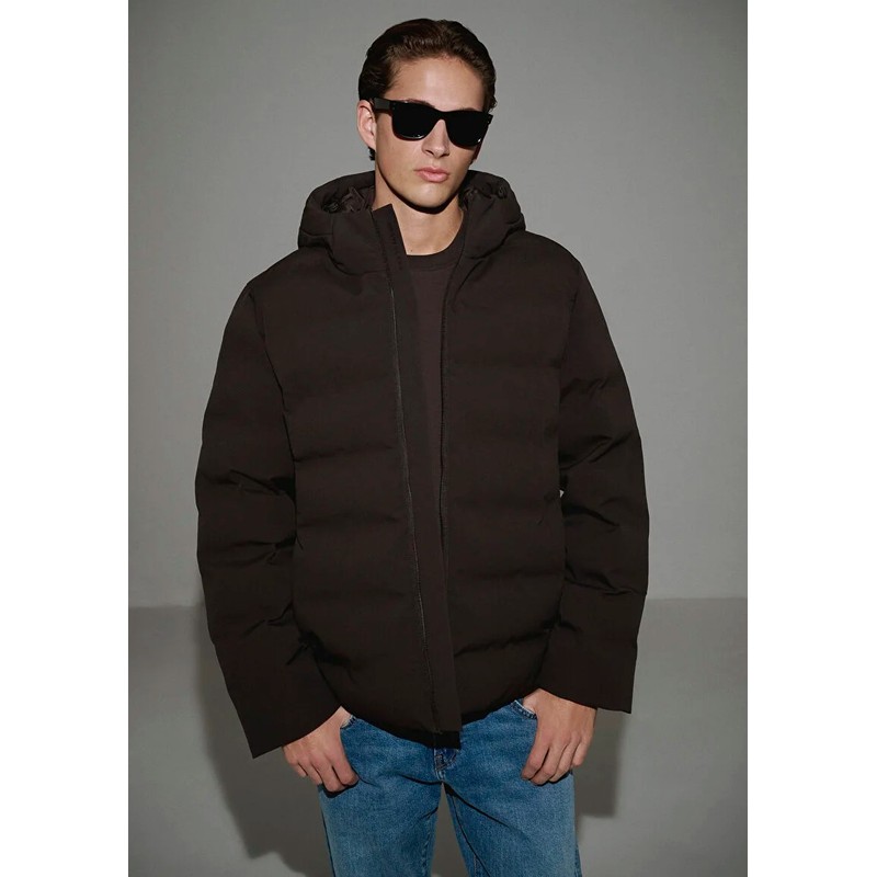 Mavi Kapüşonlu Erkek Şişme Mont (M0110652-70219) Kahverengi