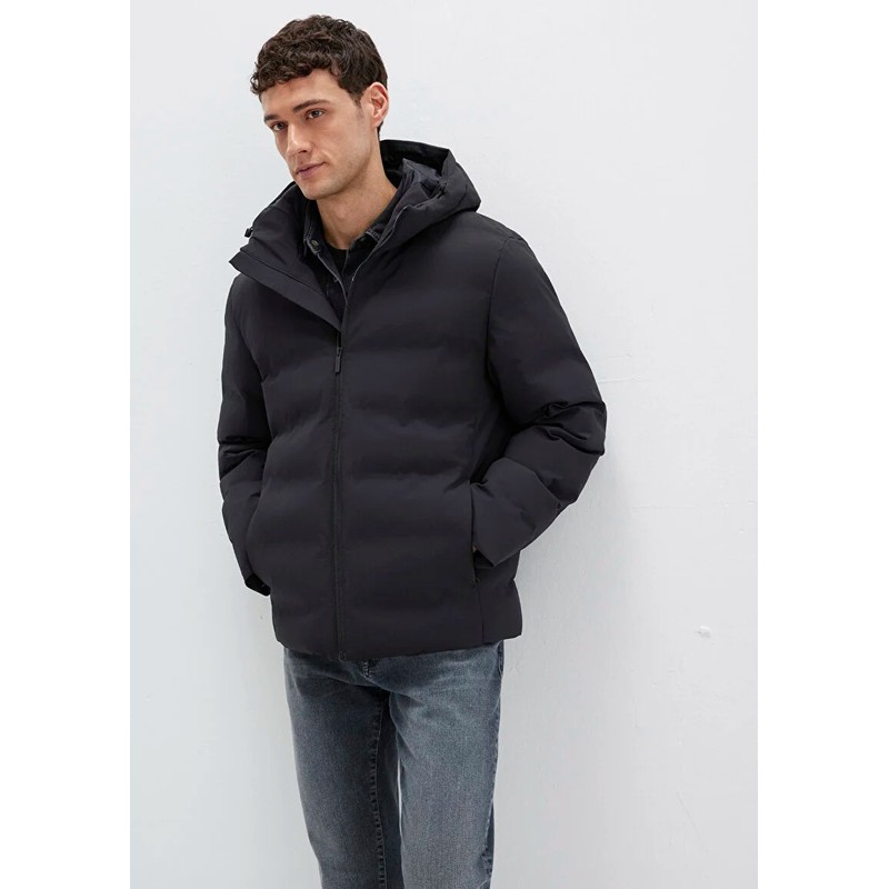 Mavi Kapüşonlu Erkek Şişme Mont (M0110652-71379) Siyah