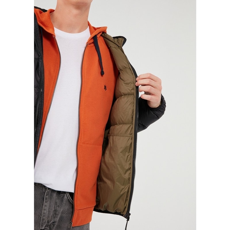 Mavi Kapüşonlu Siyah Erkek Şişme Mont (M01995900) Mavi Kapüşonlu Siyah Erkek Şişme Mont (M01995900)