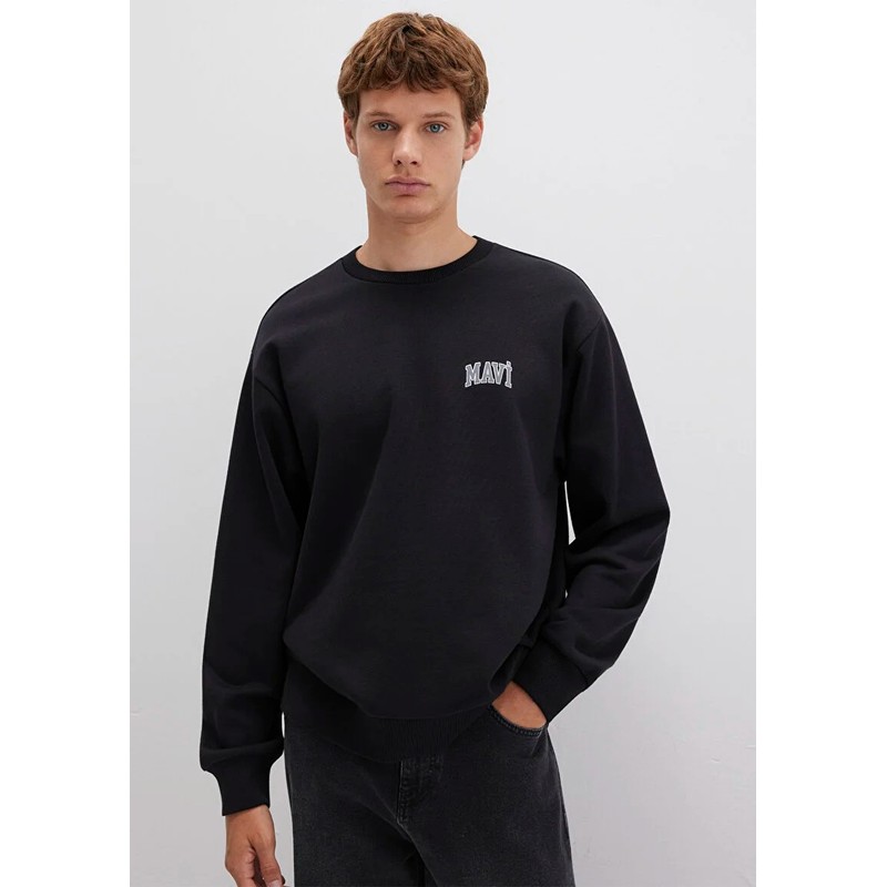 Mavi Logo Baskılı Erkek Sweatshirt (M0611716-900) Siyah