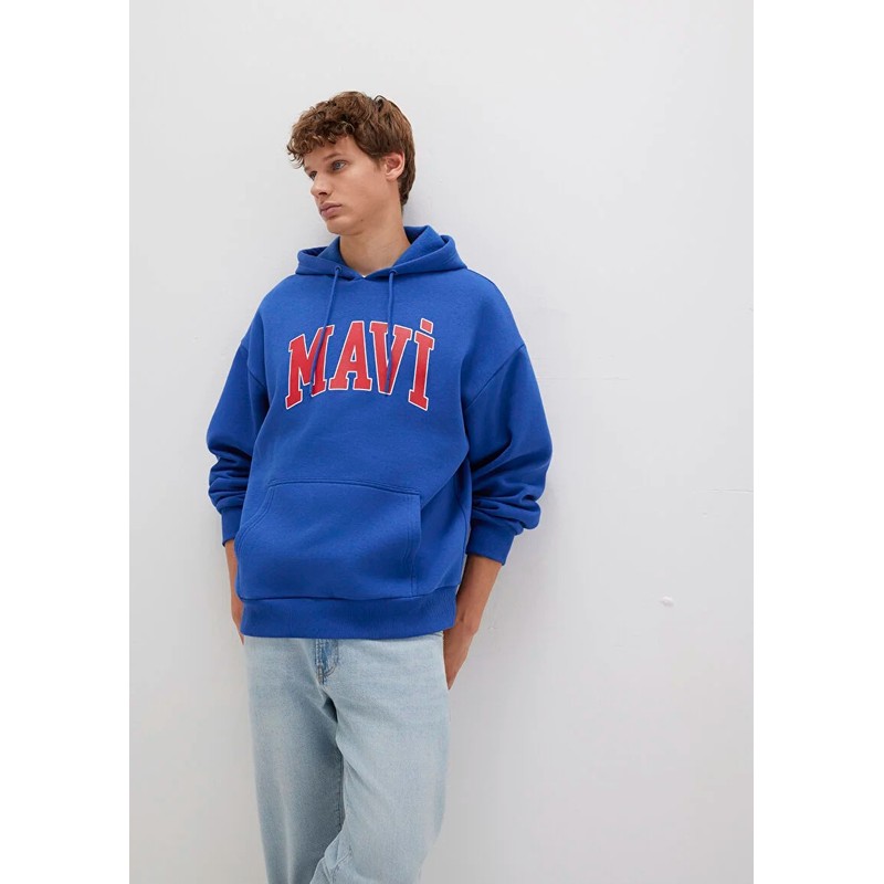 Mavi Logo Baskılı Kapüşonlu Erkek Sweatshirt (M067149-70907) Mavi