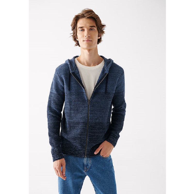 Mavi Kapüşonlu Blok Renkli Erkek Hırka (M070251-29743) Mavi Kapüşonlu Blok Renkli Erkek Hırka (M070251-29743)