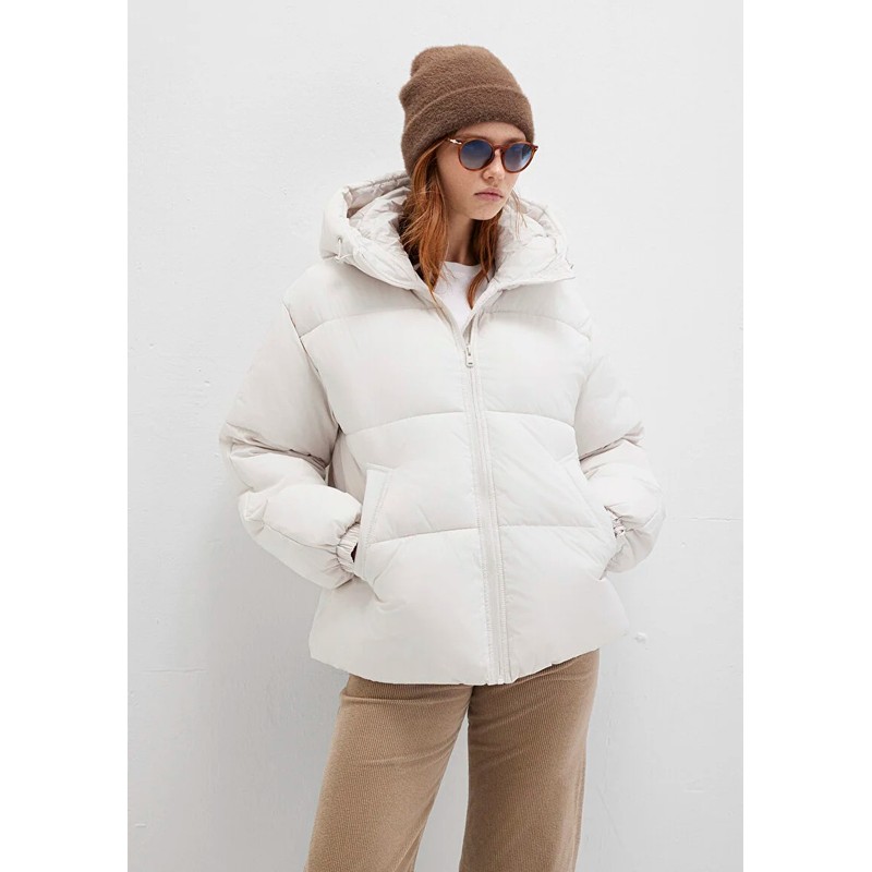 Mavi Loose Fit Kapüşonlu Kadın Şişme Mont (M1110199-83746) Beyaz