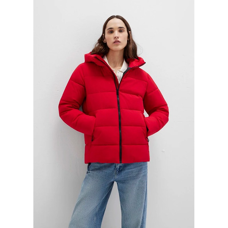 Mavi Kapüşonlu Kadın Şişme Mont (M1110704-90367) Kırmızı