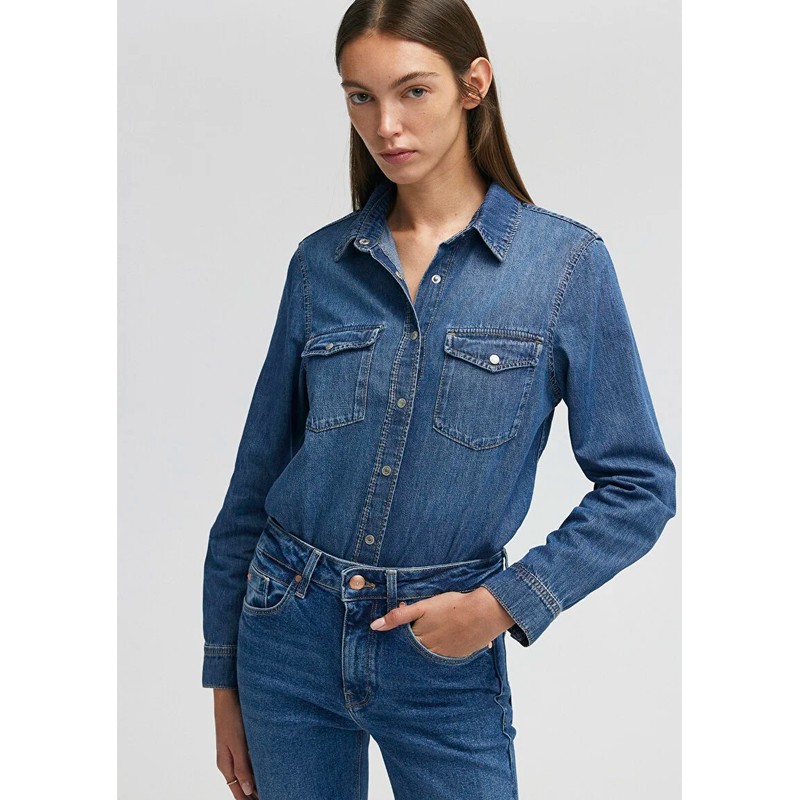 Mavi Merida Dark Blue Kadın Jean Gömlek (M1210662-86490) Mavi
