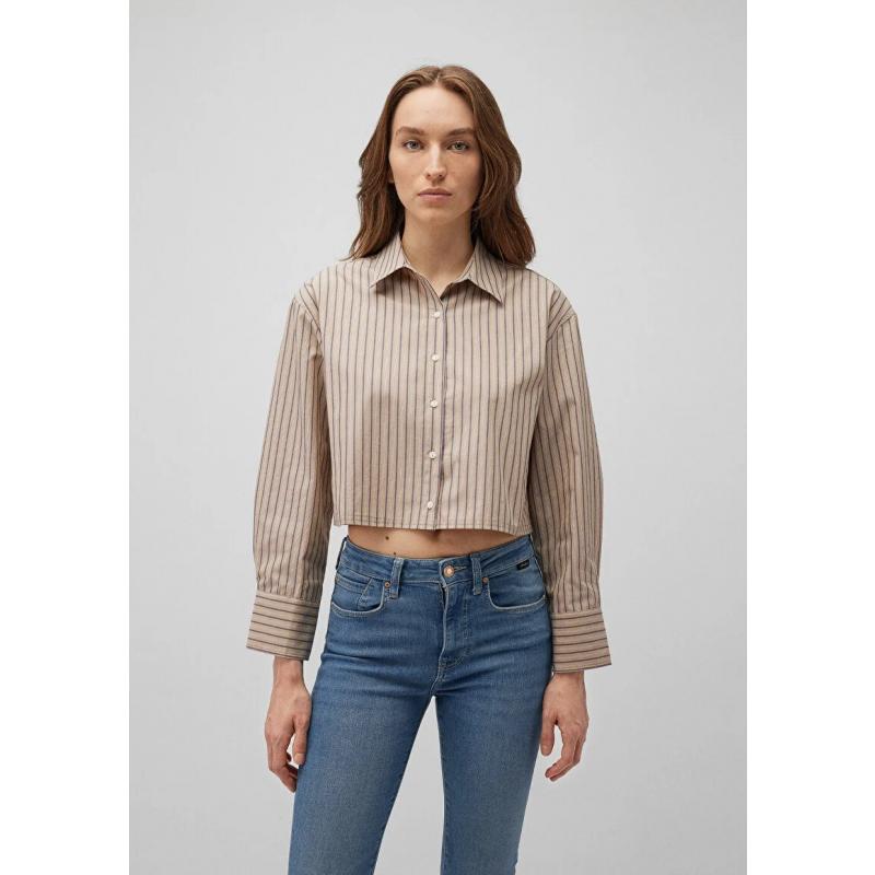 Mavi Çizgili Kadın Crop Gömlek (M1210870-87990) Mavi Çizgili Kadın Crop Gömlek (M1210870-87990)