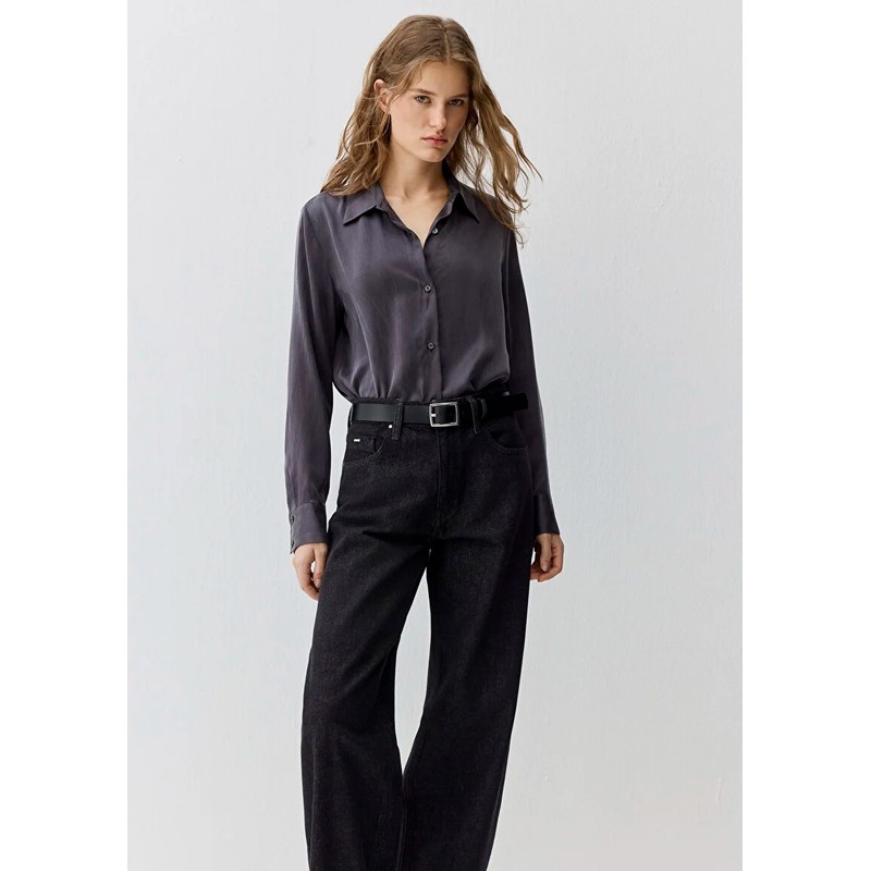 Mavi Slim Fit Kadın İpek Gömlek (M1211269-70087) Antrasit