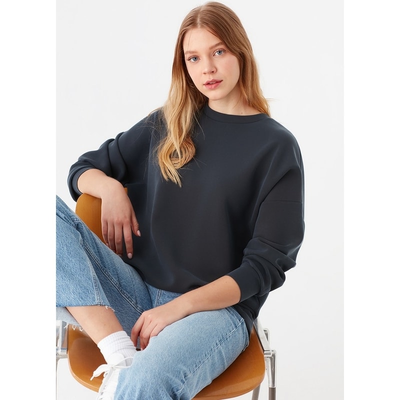 Mavi Lux Touch Kadın Sweatshirt (M168837-900) Siyah