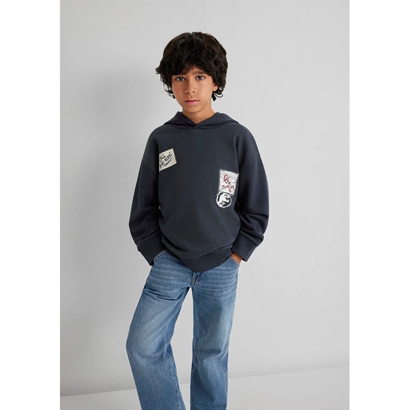 Mavi Jurassic Park Baskılı Kapüşonlu Erkek Çocuk Sweatshirt (M6S10135-70087) Antrasit