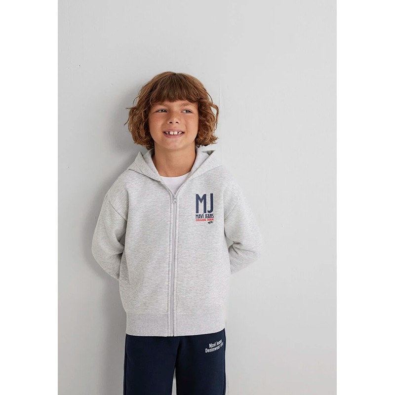 Mavi MJ Baskılı Kapüşonlu Erkek Çocuk Sweatshirt (M6S10138-88467) Gri