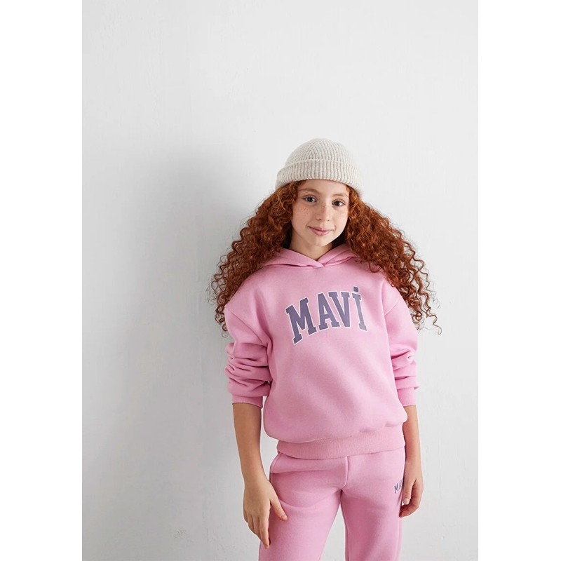 Mavi Logo Baskılı Kapüşonlu Kız Çocuk Sweatshirt (M7610035-70973) Pembe