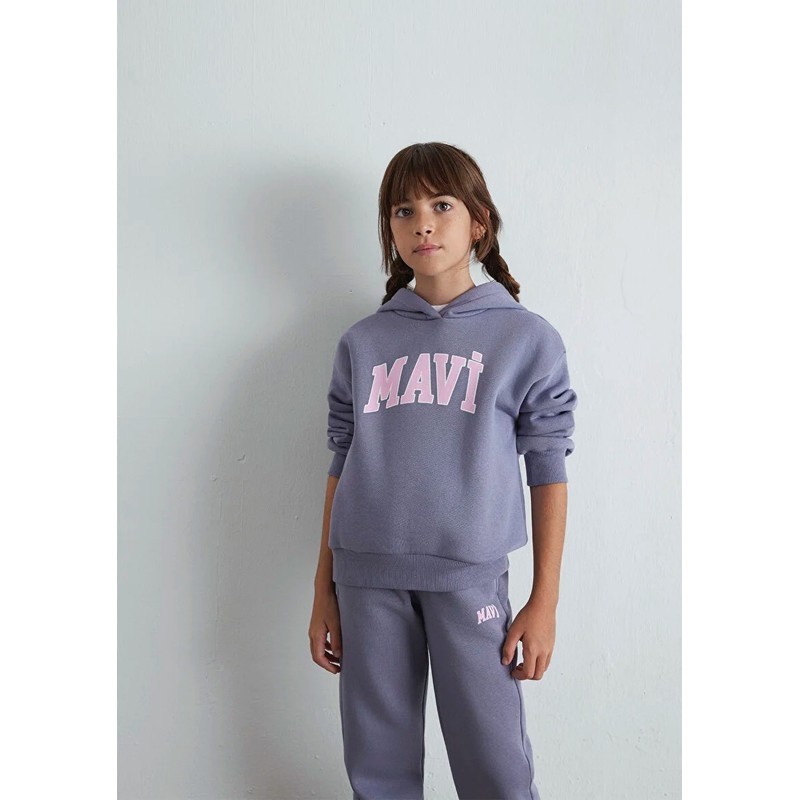 Mavi Logo Baskılı Kapüşonlu Kız Çocuk Sweatshirt (M7610035-88095) Mor