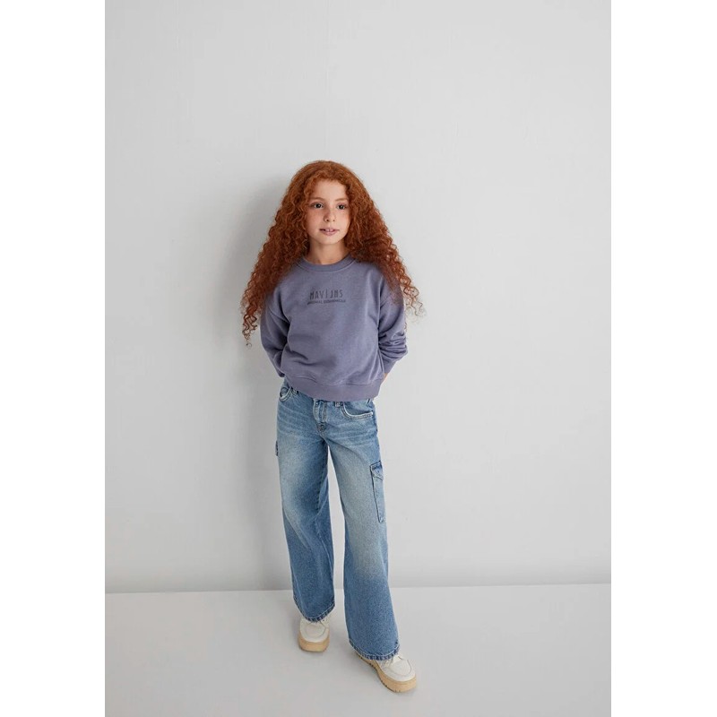 Mavi Mavi Jns Baskılı Kız Çocuk Sweatshirt (M7S10146-88095) Mor