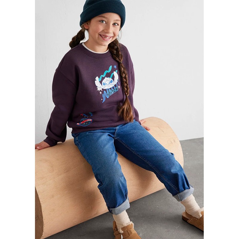 Mavi Stitch Baskılı Kız Çocuk Sweatshirt (M7S10161-70635) Mor