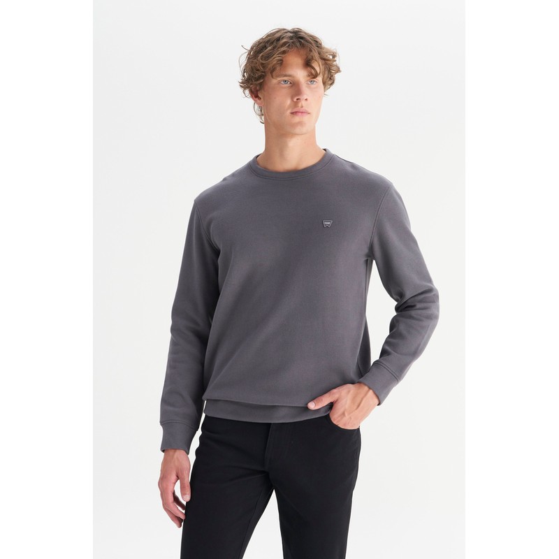 Wrangler Pamuklu Regular Fit Selanik Örgü Erkek Sweatshirt MW242262035 (MW242262035) Gri