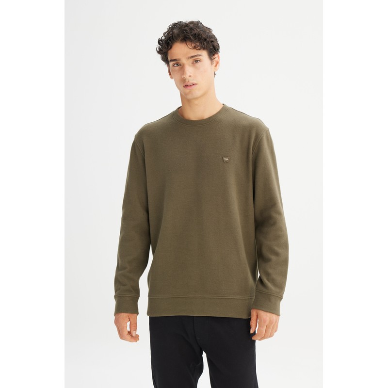 Wrangler Pamuklu Regular Fit Selanik Örgü Erkek Sweatshirt MW242262801 (MW242262801) Haki