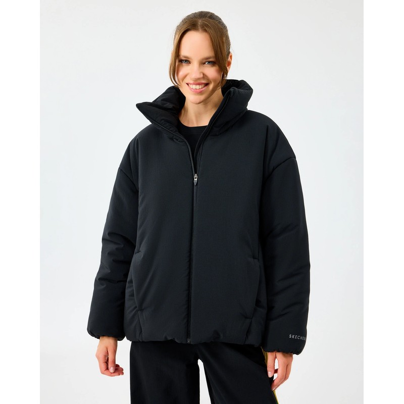 Skechers W Crop Puffer Kadın Şişme Mont (S2520198-3817) Siyah