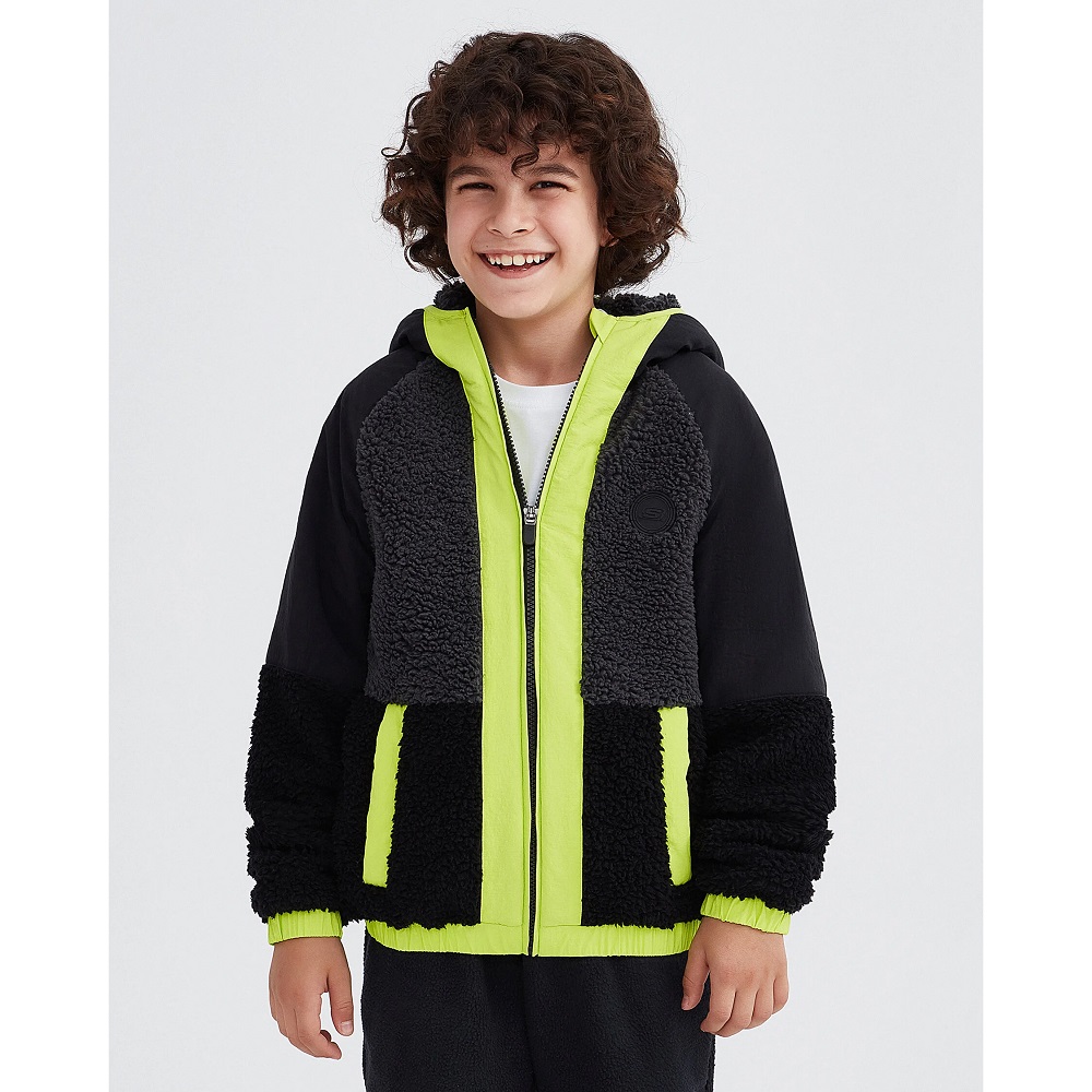 Skechers B Outdoor Fleece Full Zip Sherpa Erkek Çocuk Ceket (SK232203-001) Siyah