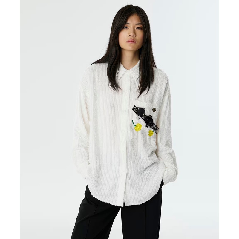 Twist Aksesuarlı Kadın Gömlek (TW6250025060) Ekru