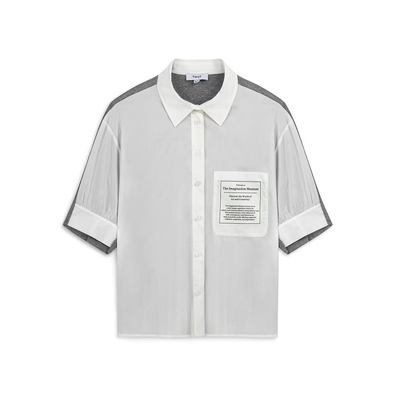 Twist Patchli Kumaş Mix Kadın Gömlek (TW6250025082) Twist Patchli Kumaş Mix Kadın Gömlek (TW6250025082)