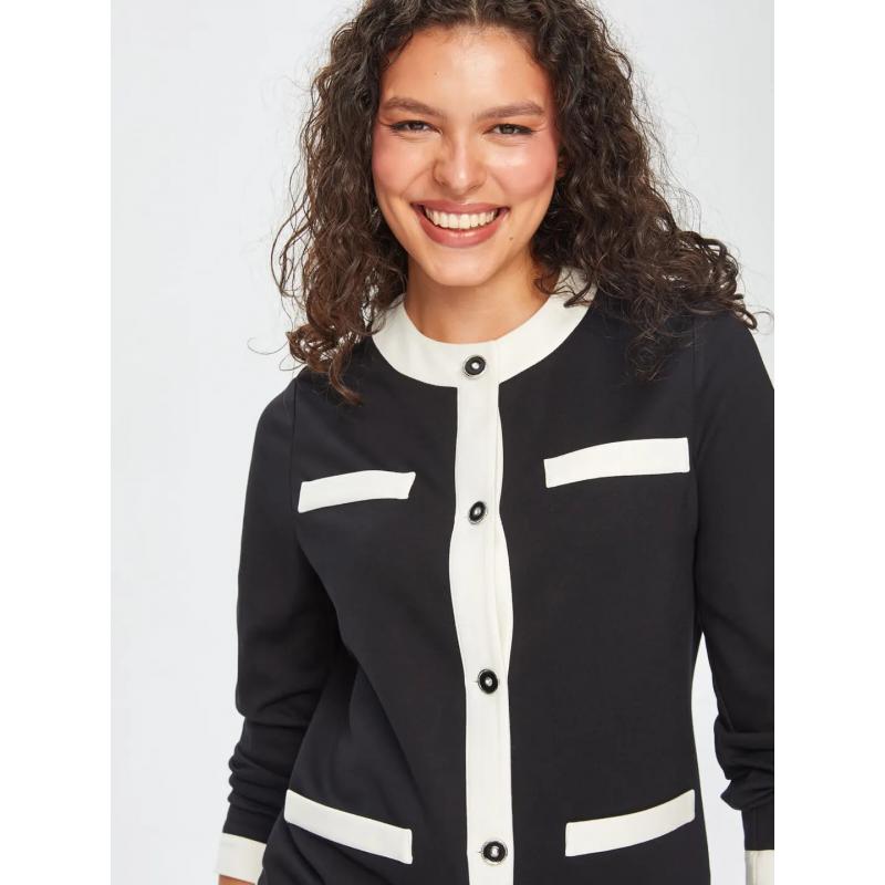 Faik Sönmez Renk Bloklu Örme Kadın Ceket 69183 (U69183) Faik Sönmez Renk Bloklu Örme Kadın Ceket 69183 (U69183)