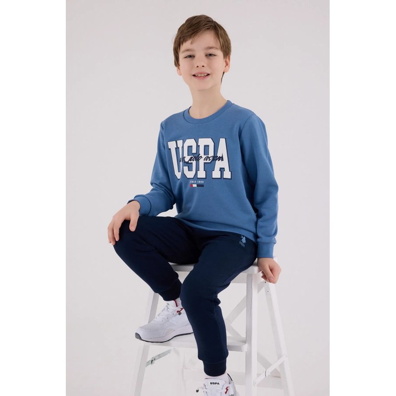 U.S. Polo Assn. Erkek Çocuk Eşofman Takımı US2205-4-V1 (US2205-4-V1) Mavi