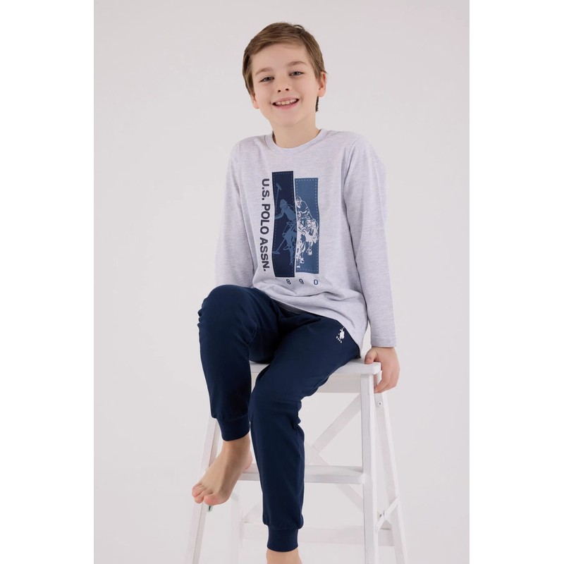 U.S. Polo Assn. Erkek Çocuk Pijama Takımı US2206-4-V1 (US2206-4-V1) Gri