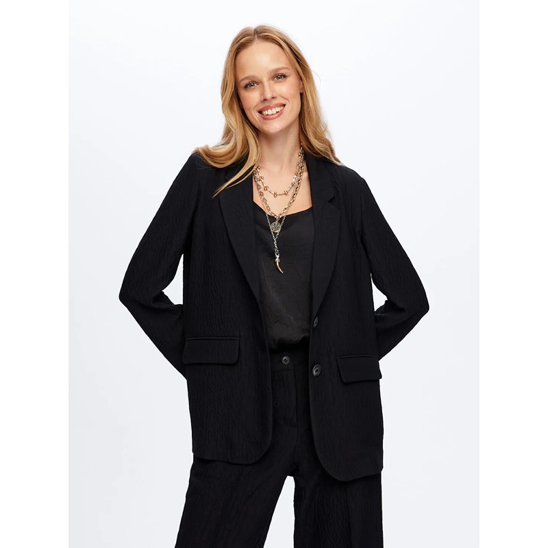 Faik Sönmez Kendinden Dokulu Astarsız Likralı Kadın Ceket UW26CKT017 (UW26CKT017) Siyah