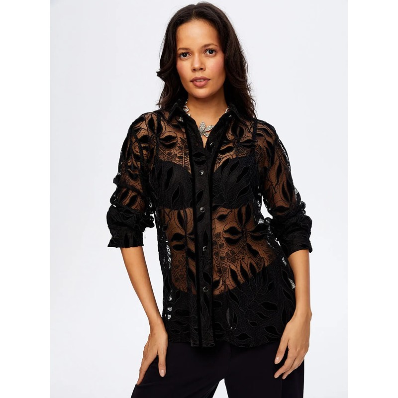 Faik Sönmez Dantelli Kadın Gömlek W26GML018 (UW26GML018) Faik Sönmez Dantelli Kadın Gömlek W26GML018 (UW26GML018)