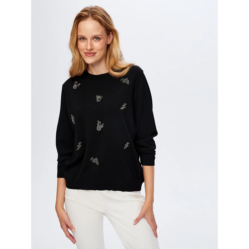 Faik Sönmez Boncuk Nakış Detaylı Uzun Kollu Kadın Triko Bluz W26TRB018 (UW26TRB018) Faik Sönmez Boncuk Nakış Detaylı Uzun Kollu Kadın Triko Bluz W26TRB018 (UW26TRB018)