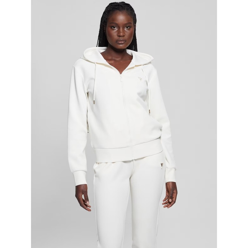 Guess Olympe Fermuarlı Kapüşonlu Kadın Sweatshirt V4YQ06KCAY2 (V4YQ06KCAY2) Ekru