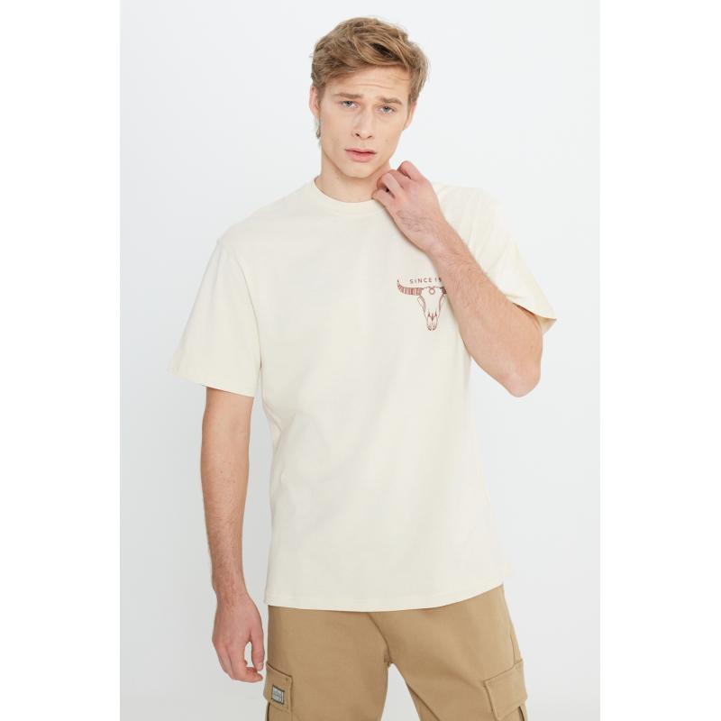 Wrangler Loose Fit Erkek T-shirt W241299104 (W241299104) Ekru
