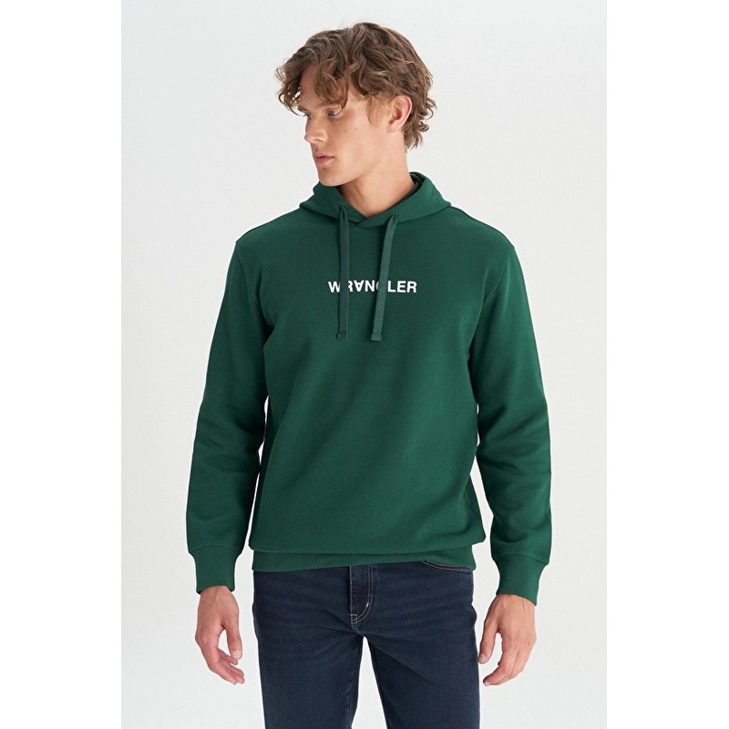 Wrangler Regular Fit Kapüşonlu Erkek Sweatshirt W2520122300 (W2520122300) Yeşil