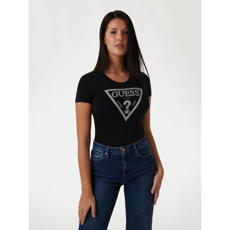 Guess Üçgen Logolu Kadın T-shirt W5RI11J1314 (W5RI11J1314) Siyah