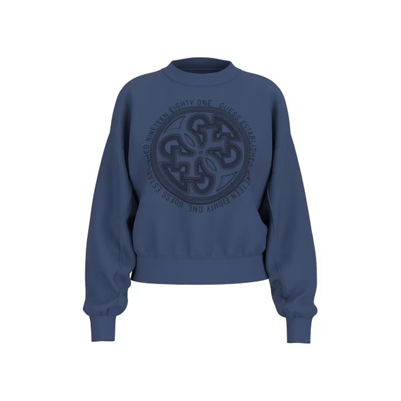 Guess Cn 4G Logo Hofix Kadın Sweatshirt W5YQ07KB681 (W5YQ07KB681) Mavi