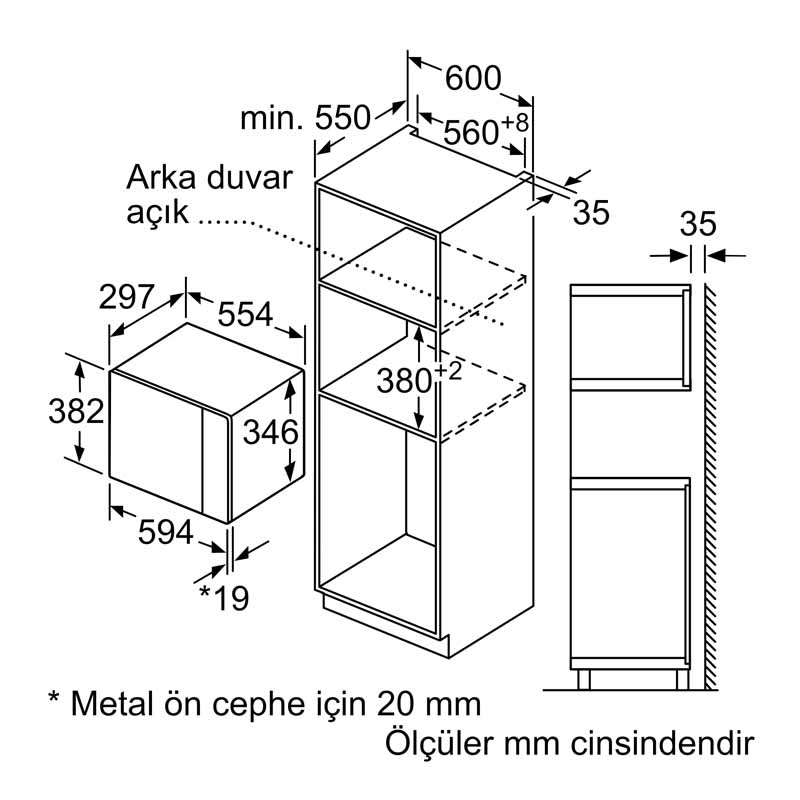 Bosch BFL520MS0 20 Lt. Siyah Ankastre Mikrodalga Fırın Bosch BFL520MS0 20 Lt. Siyah Ankastre Mikrodalga Fırın