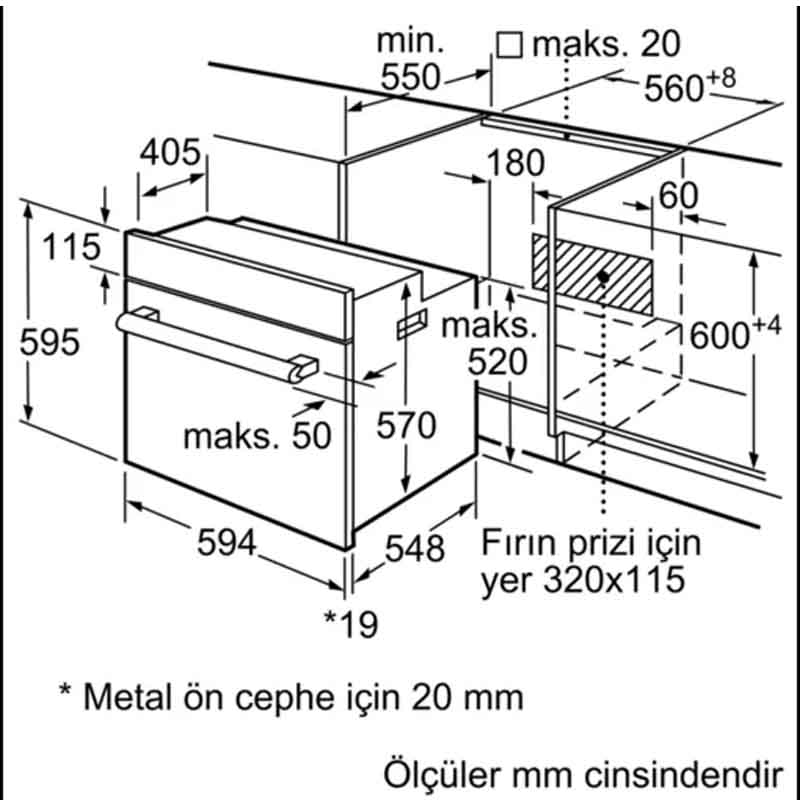 Bosch HBF514BS0T 66 Lt. Inox Ankastre Fırın Bosch HBF514BS0T 66 Lt. Inox Ankastre Fırın